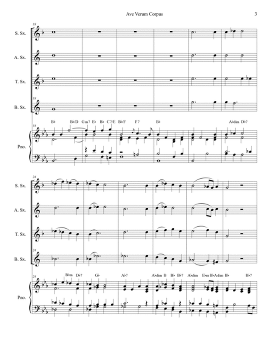 Ave Verum Corpus (Saxophone Quartet - Piano accompaniment) image number null