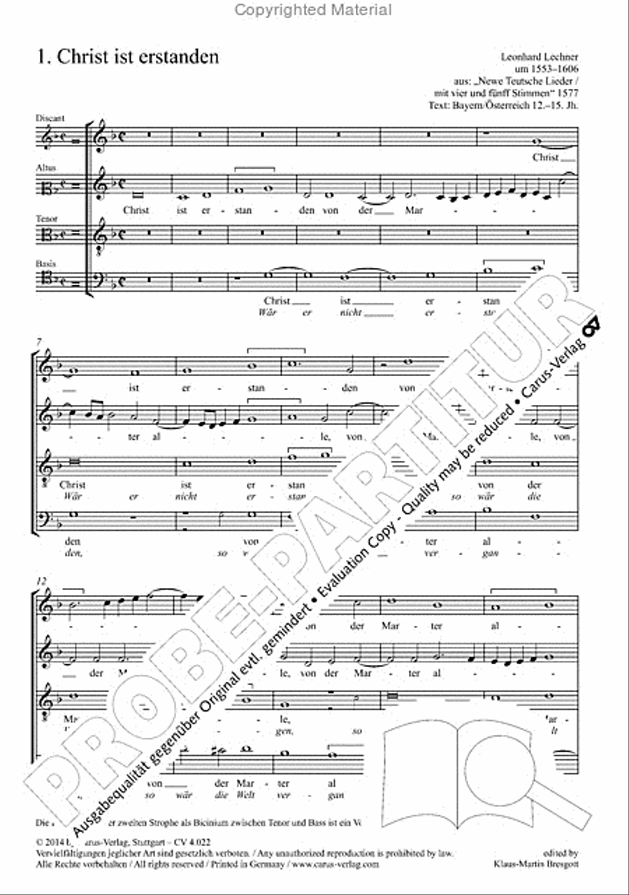 Christ is arisen (Christ ist erstanden) 4-Part scores gallery preview page 3
