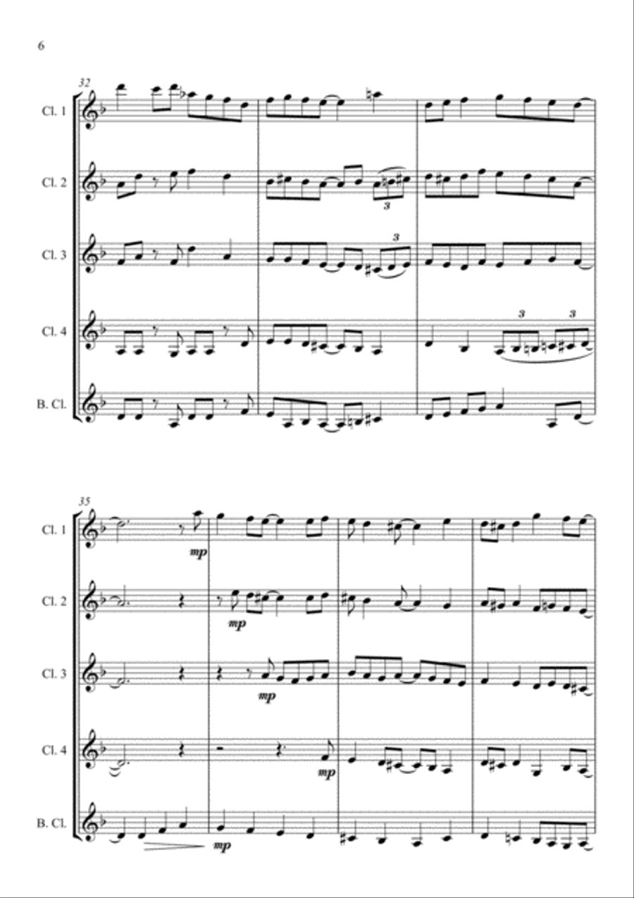 Coventry Carol - Jazz Arrangement - Clarinet Choir Clarinet Choir scores gallery preview page 6