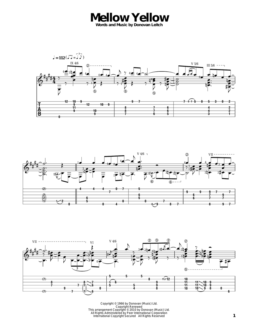 Mellow Yellow Acoustic Guitar scores gallery preview page 1