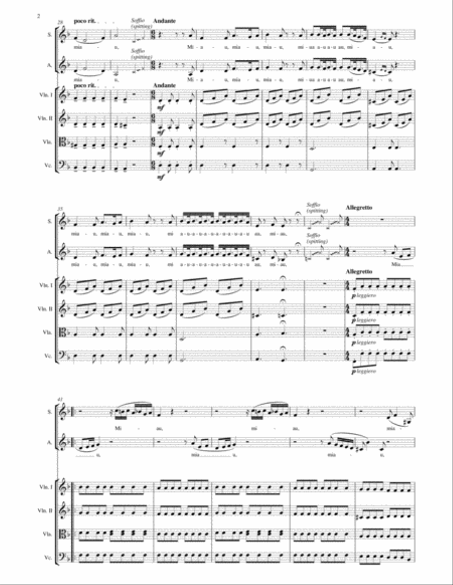 Rossini : Cat Duet for 2 Sopranos and String Orchestra String Orchestra scores gallery preview page 2