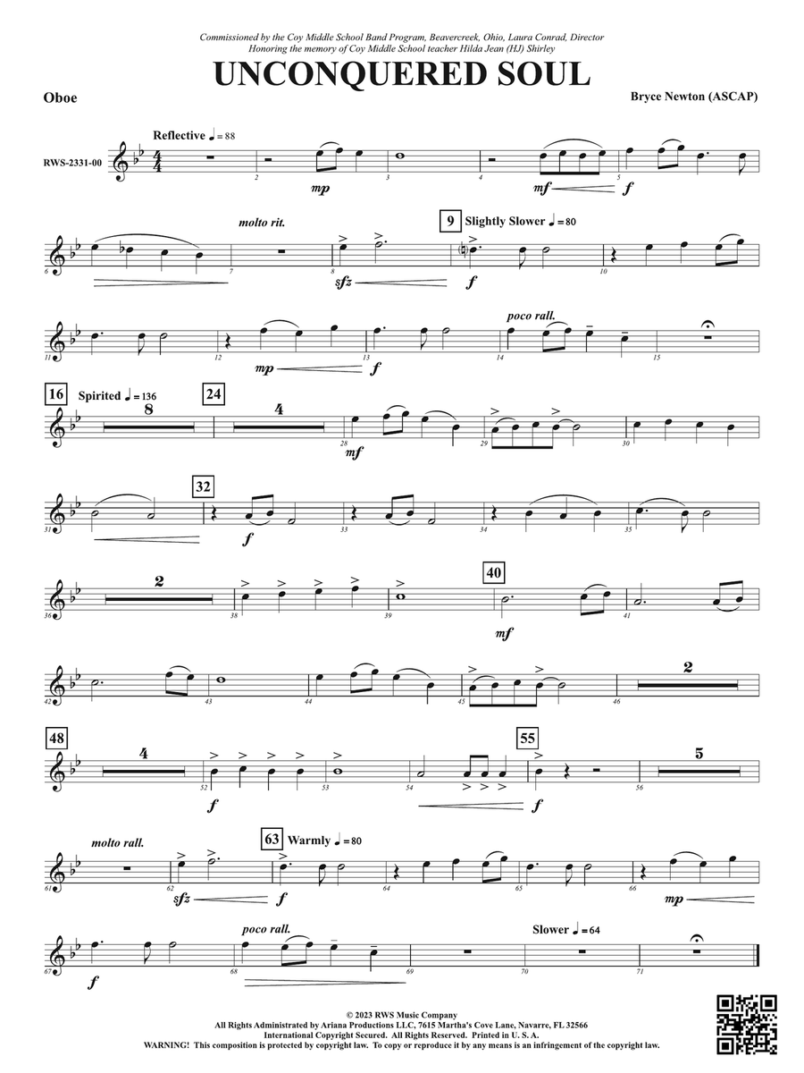 Unconquered Soul: Oboe Oboe scores gallery preview page 1