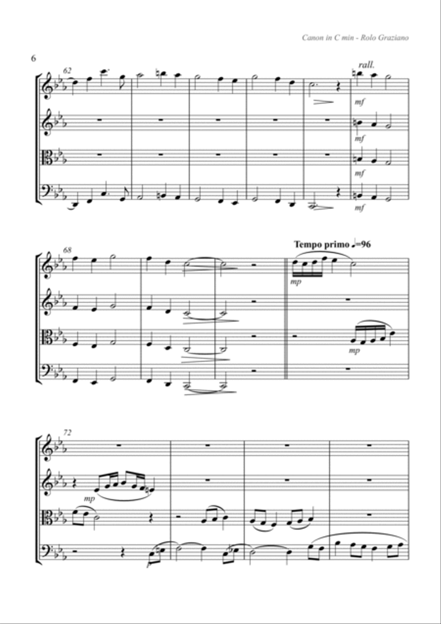 CANON IN C MIN String Quartet scores gallery preview page 6