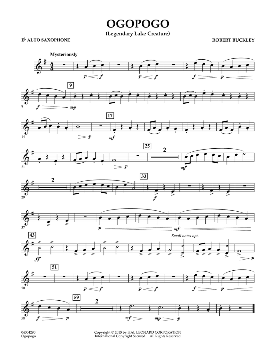 Ogopogo (Legendary Lake Creature) - Eb Alto Saxophone Concert Band scores gallery preview page 1