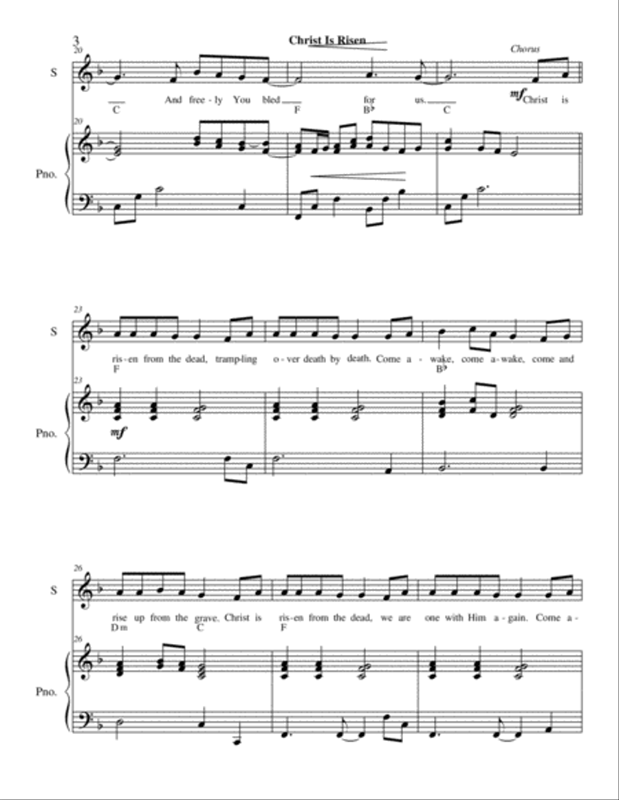 Christ Is Risen Piano, Vocal, Guitar scores gallery preview page 4