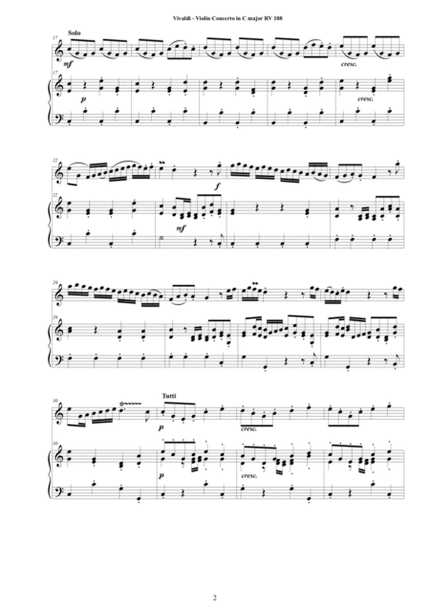 Vivaldi - Violin Concerto No.2 in C major RV 188 Op.7 for Violin and Cembalo or Piano image number null