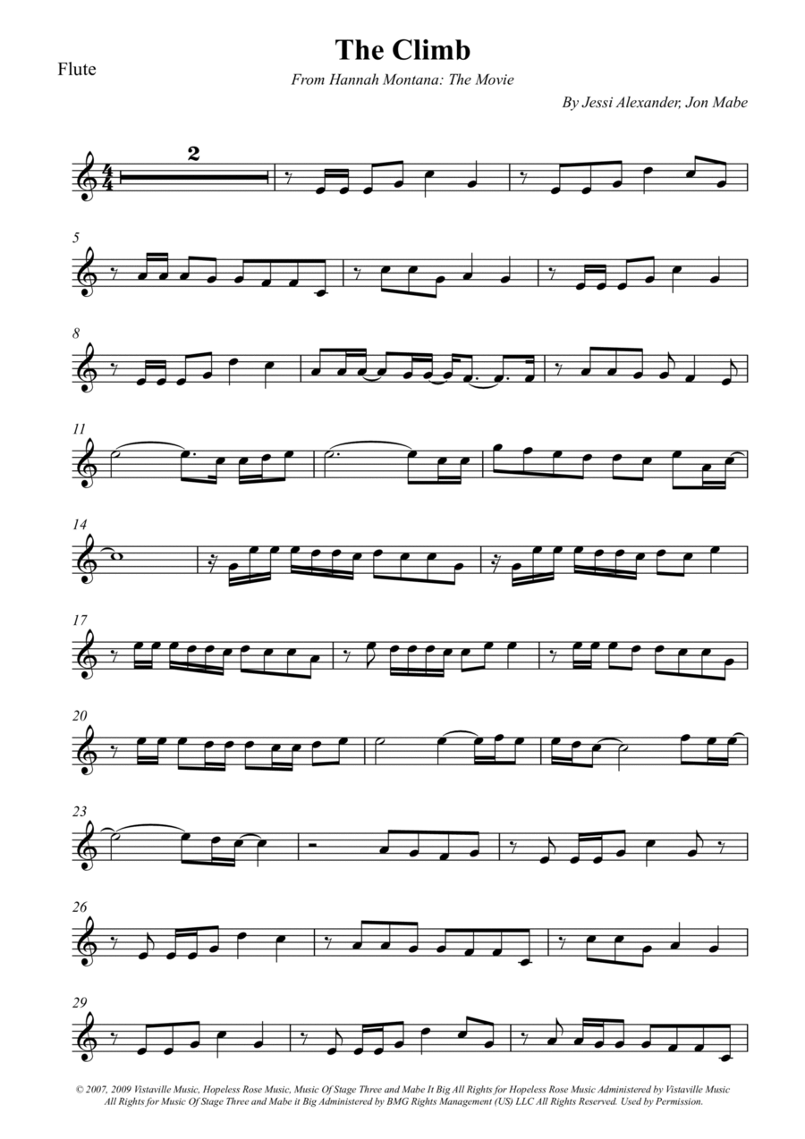 The Climb Flute Solo scores gallery preview page 1