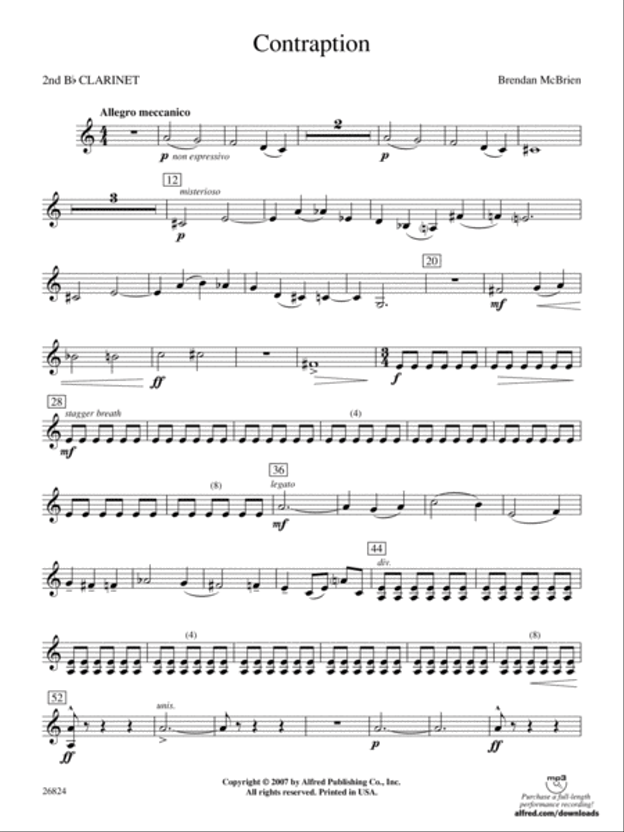 Contraption: 2nd B-flat Clarinet Concert Band scores gallery preview page 1