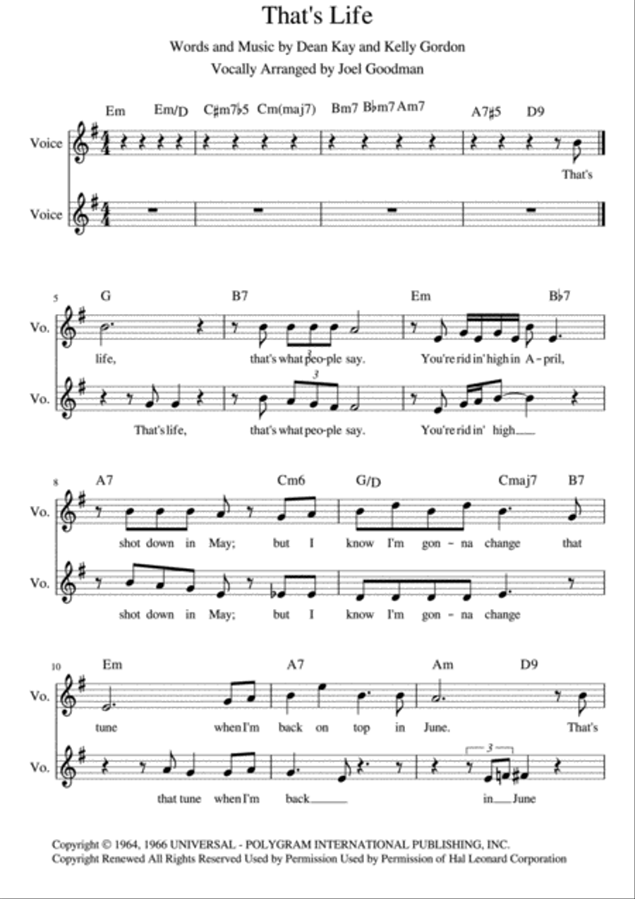 That's Life That's Life Vocal Duet scores gallery preview page 1