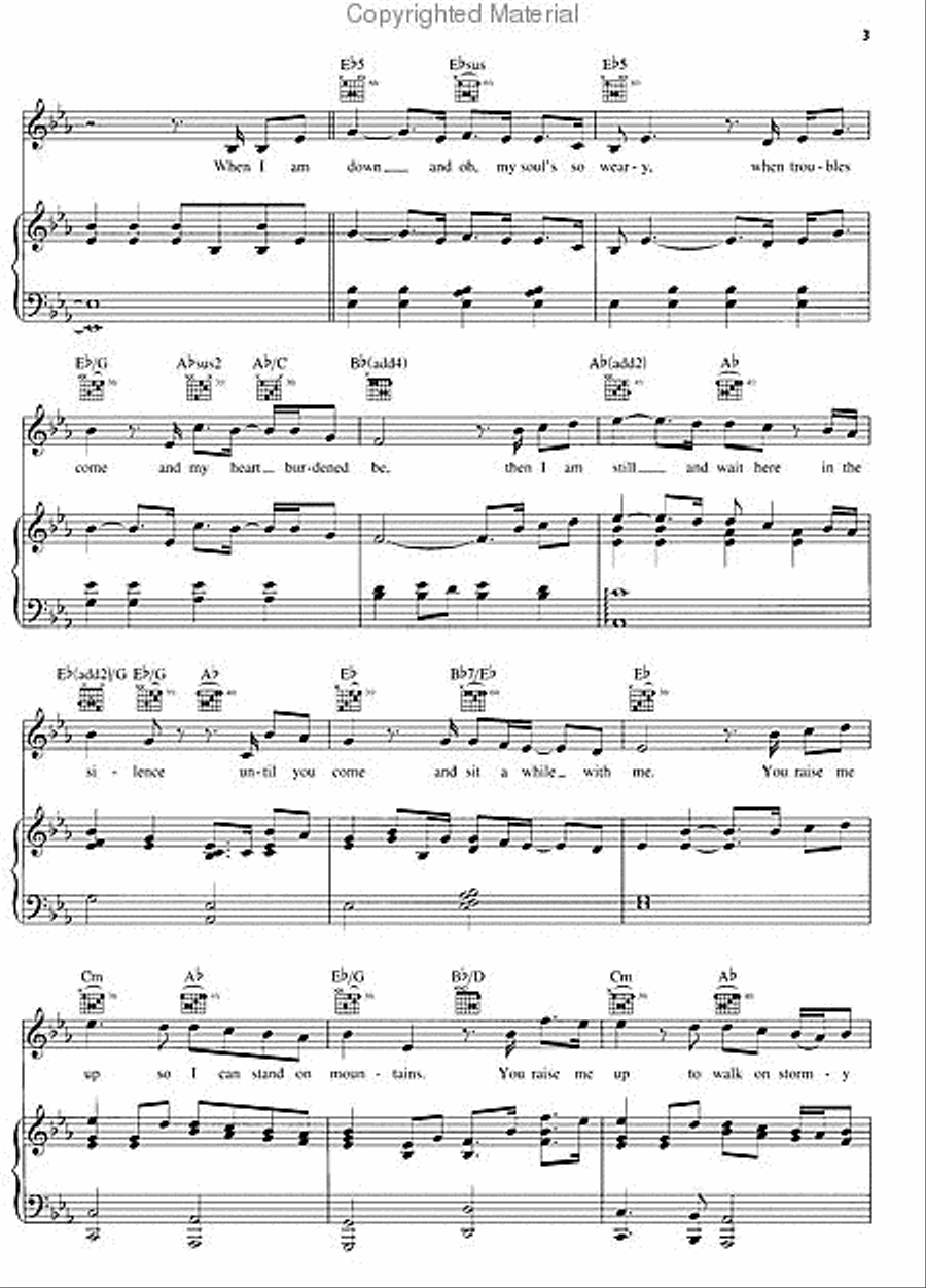 You Raise Me Up Piano, Vocal, Guitar scores gallery preview page 2
