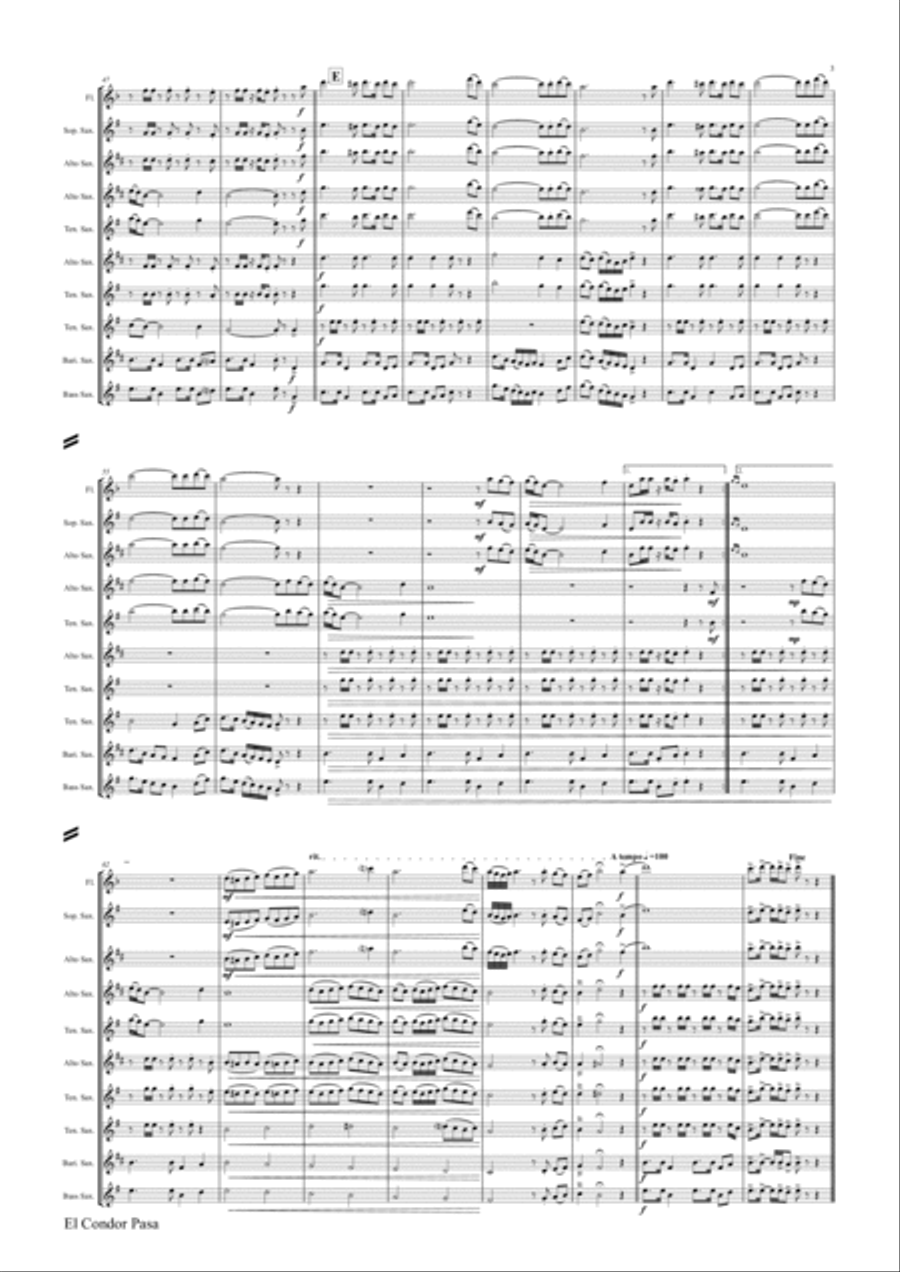 El Condor pasa - Peruvian Folk Song - Saxophone Quintet Saxophone Quintet scores gallery preview page 4
