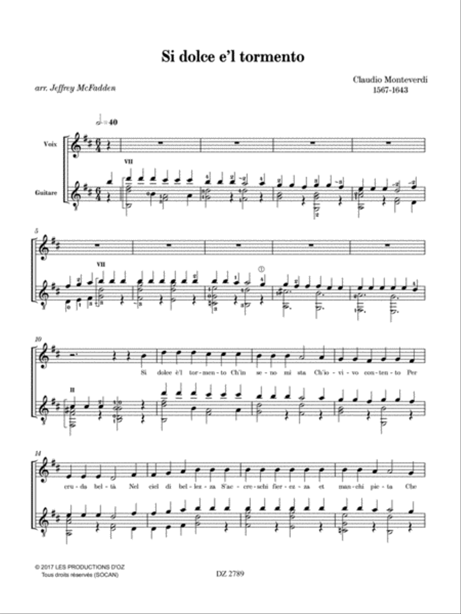 Si dolce e’l tormento Classical Guitar scores gallery preview page 3