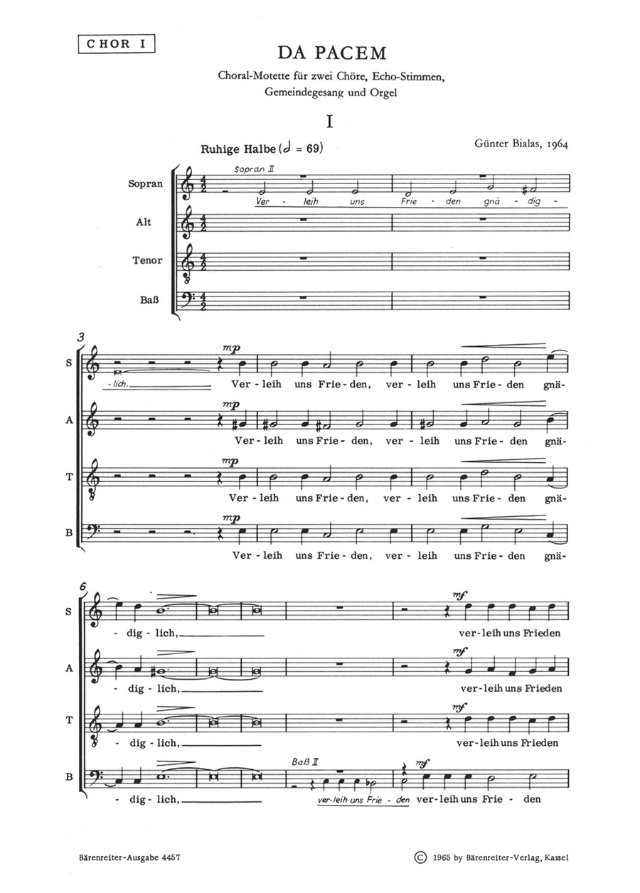 Da pacem (1964) 4-Part scores gallery preview page 1