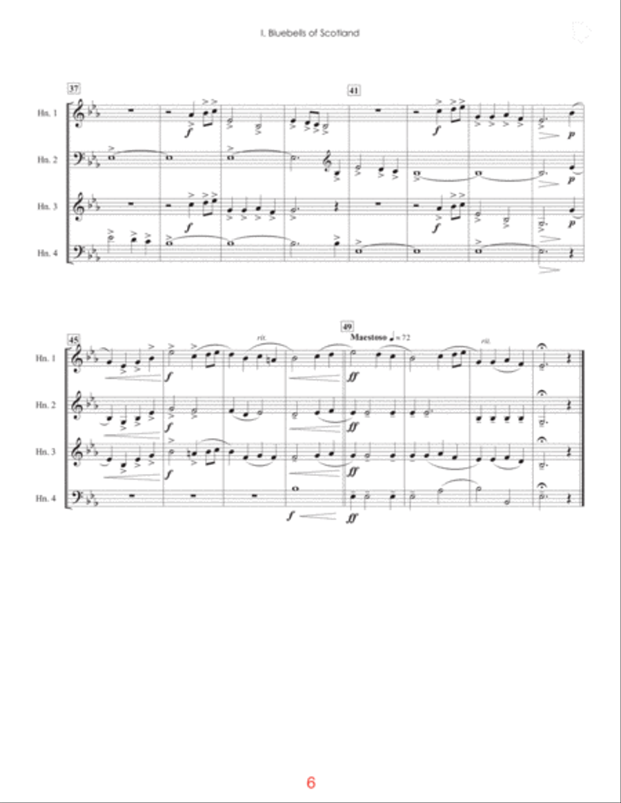 Three Scottish Songs for Horn Quartet French Horn Quartet scores gallery preview page 6