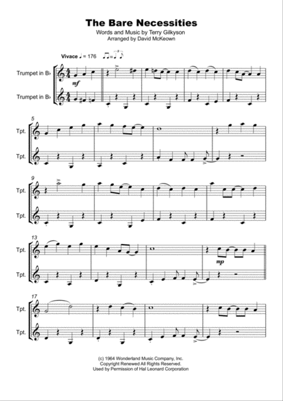 The Bare Necessities from THE JUNGLE BOOK Trumpet Duet scores gallery preview page 2