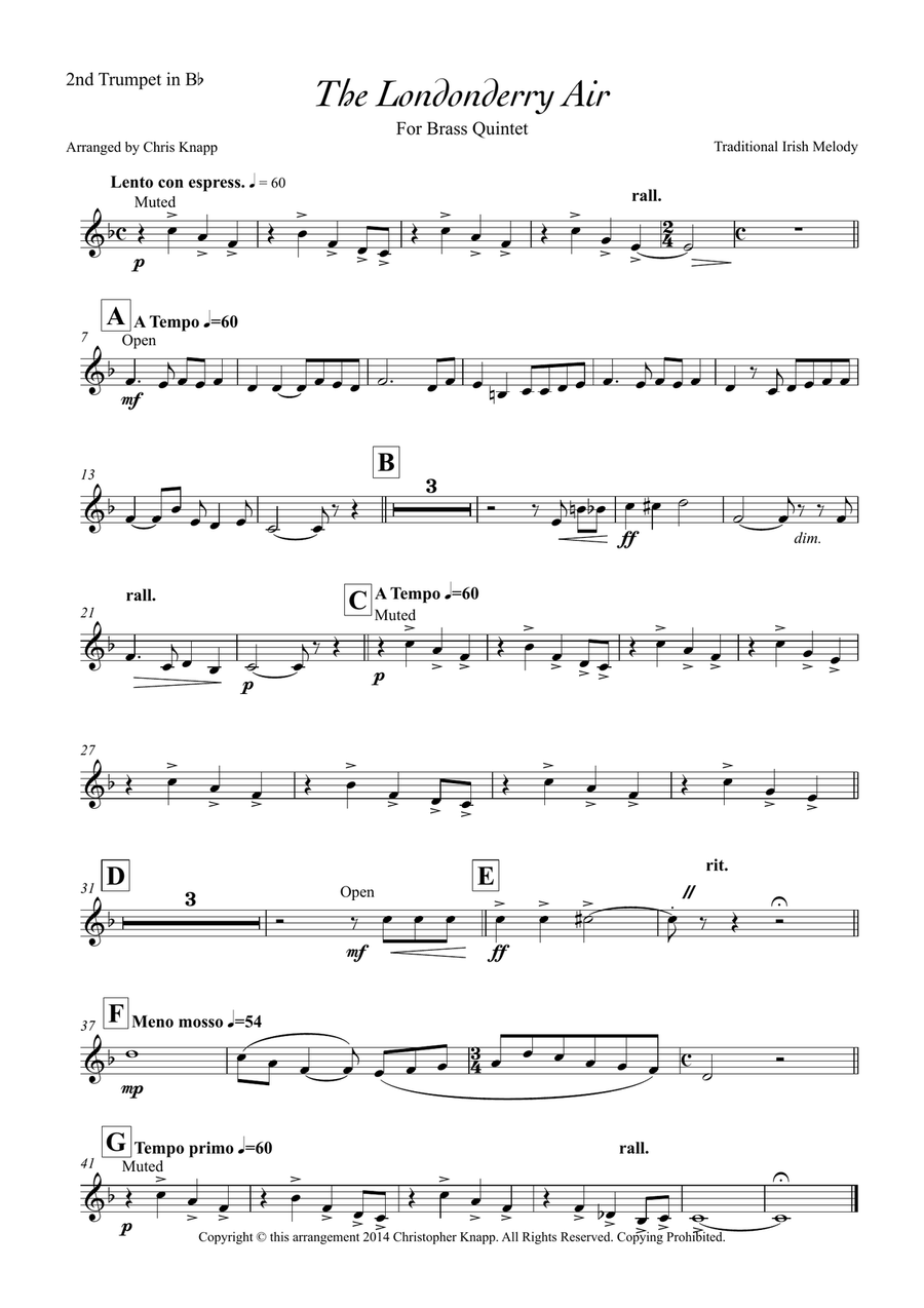 The Londonderry Air (Danny Boy) Brass Quintet scores gallery preview page 5
