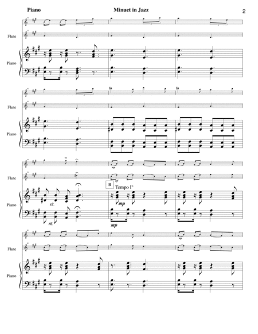 Minuet in Jazz for Flute, Violin and Piano Flute scores gallery preview page 3