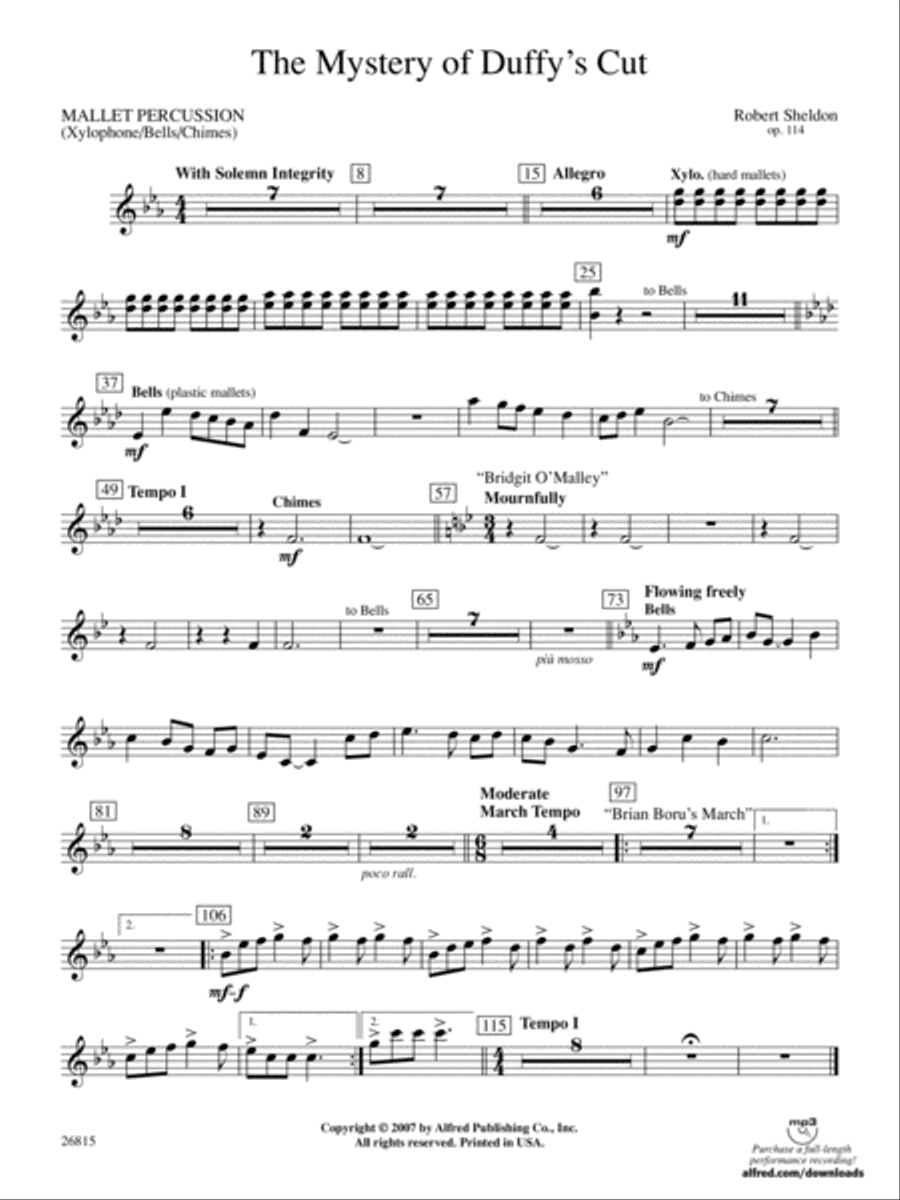 The Mystery of Duffy's Cut: Mallets Concert Band scores gallery preview page 1