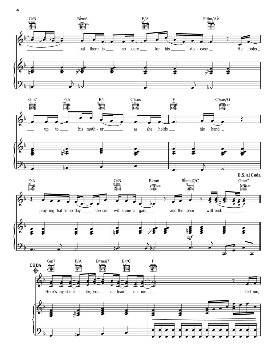 Lean On Me Piano, Vocal, Guitar scores gallery preview page 4