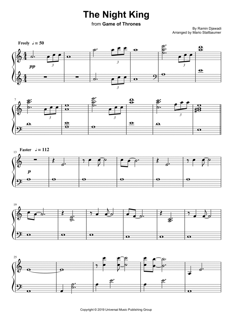 The Night's King Piano Solo scores gallery preview page 1