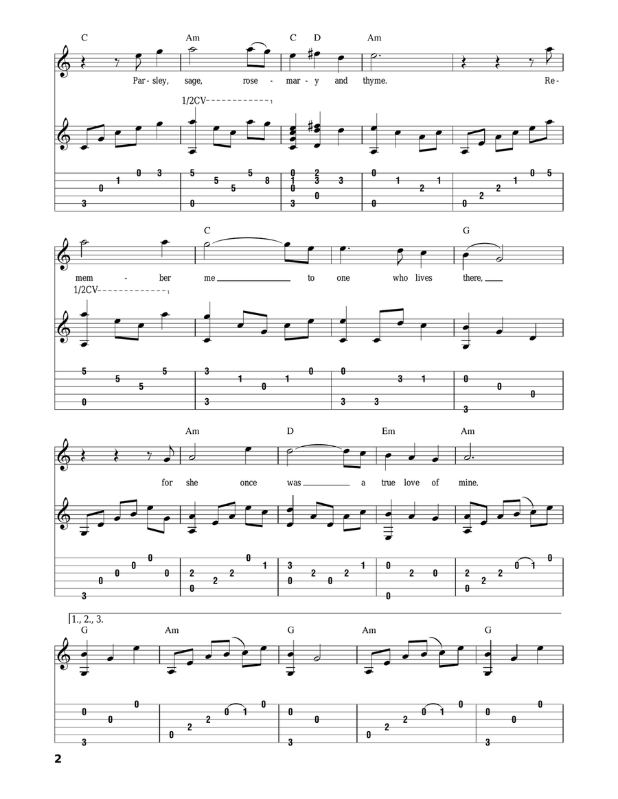 Scarborough Fair Scarborough Fair Acoustic Guitar scores gallery preview page 2