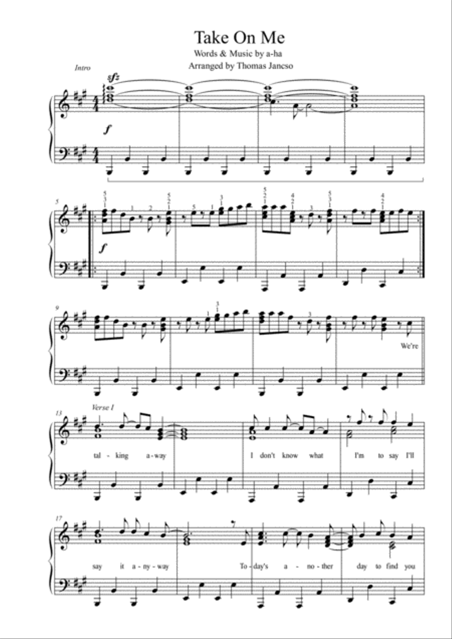 Take On Me Take On Me Piano Solo scores gallery preview page 1