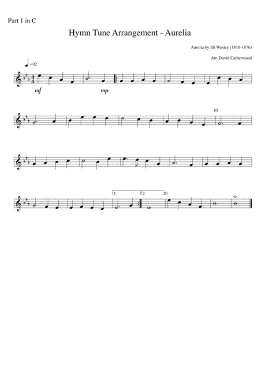Hymn tune Aurelia By SS Wesley arr. David Catherwood Concert Band scores gallery preview page 3