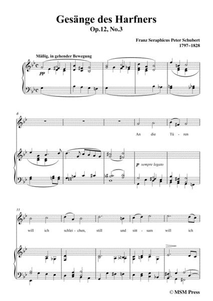 Schubert-An die Türen will ich schleichen Op.12 No.3 in g minor,for voice and piano image number null