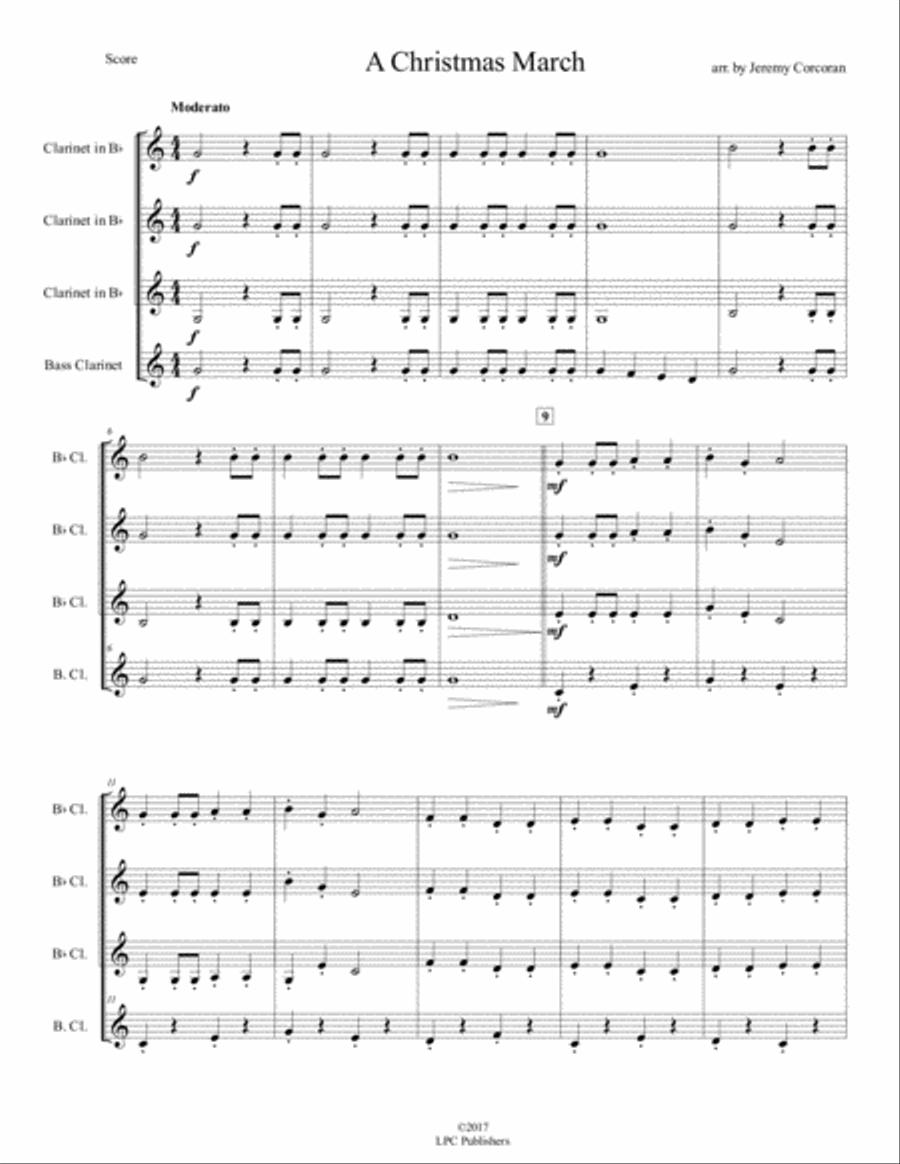 A Christmas March for Clarinet Quartet Clarinet Quartet scores gallery preview page 2