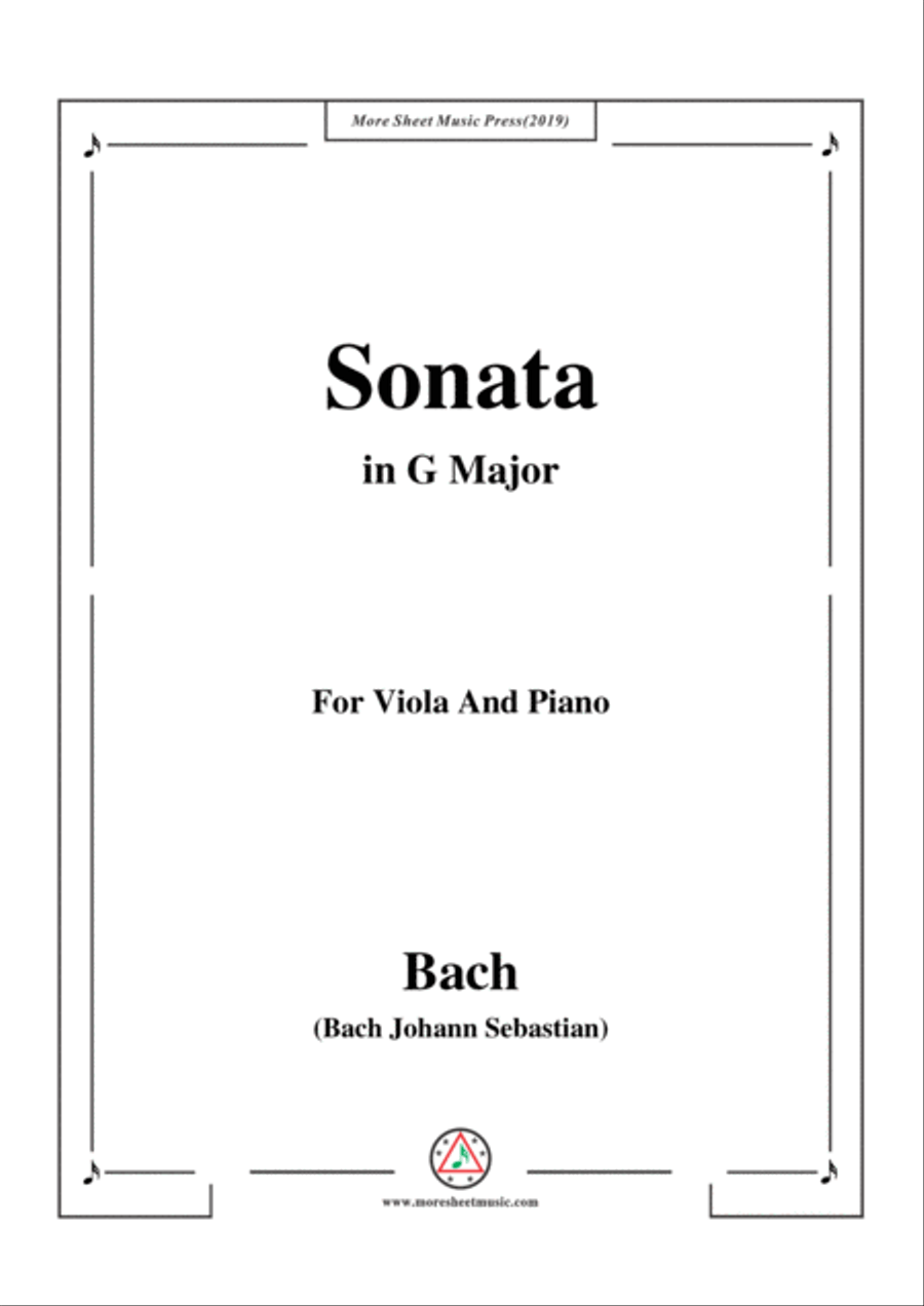 Bach,J.S.- Sonata for Viola da Gamba in G Major,BWV 1027,for Viola and Piano Viola da Gamba scores gallery preview page 1