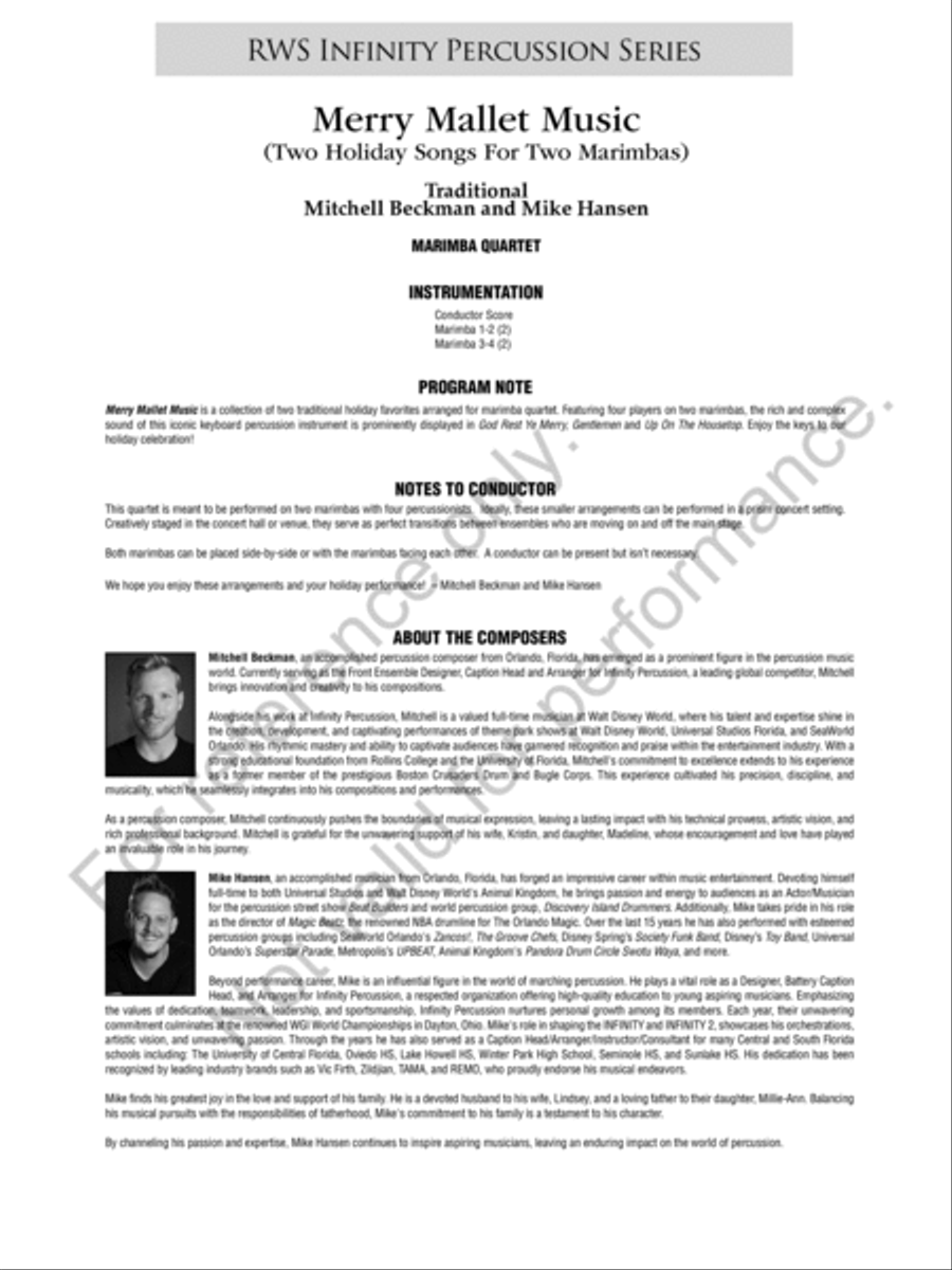 Merry Mallet Music Percussion Ensemble scores gallery preview page 3