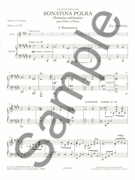 Sonatina Polka (sonatine Polonaise) (7-8e Annee) (7'30'') Pour Flute Et Piano
