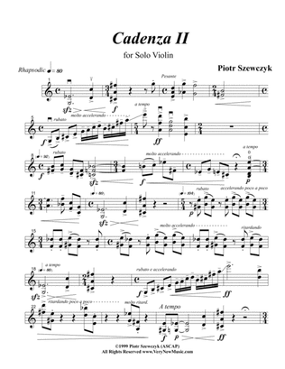 Book cover for Cadenza II for Solo Violin