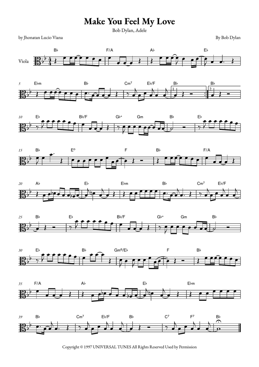 Make You Feel My Love Viola Solo scores gallery preview page 1
