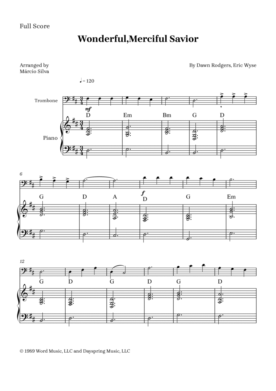Wonderful, Merciful Savior Easy Piano scores gallery preview page 1
