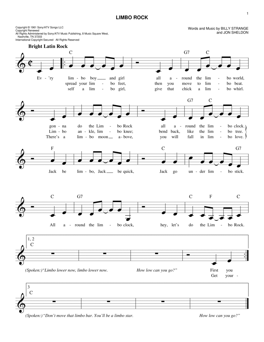 Limbo Rock Piano scores gallery preview page 1