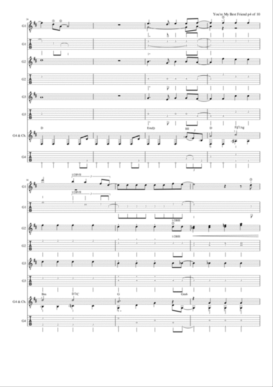 You're My Best Friend Guitar Ensemble scores gallery preview page 5