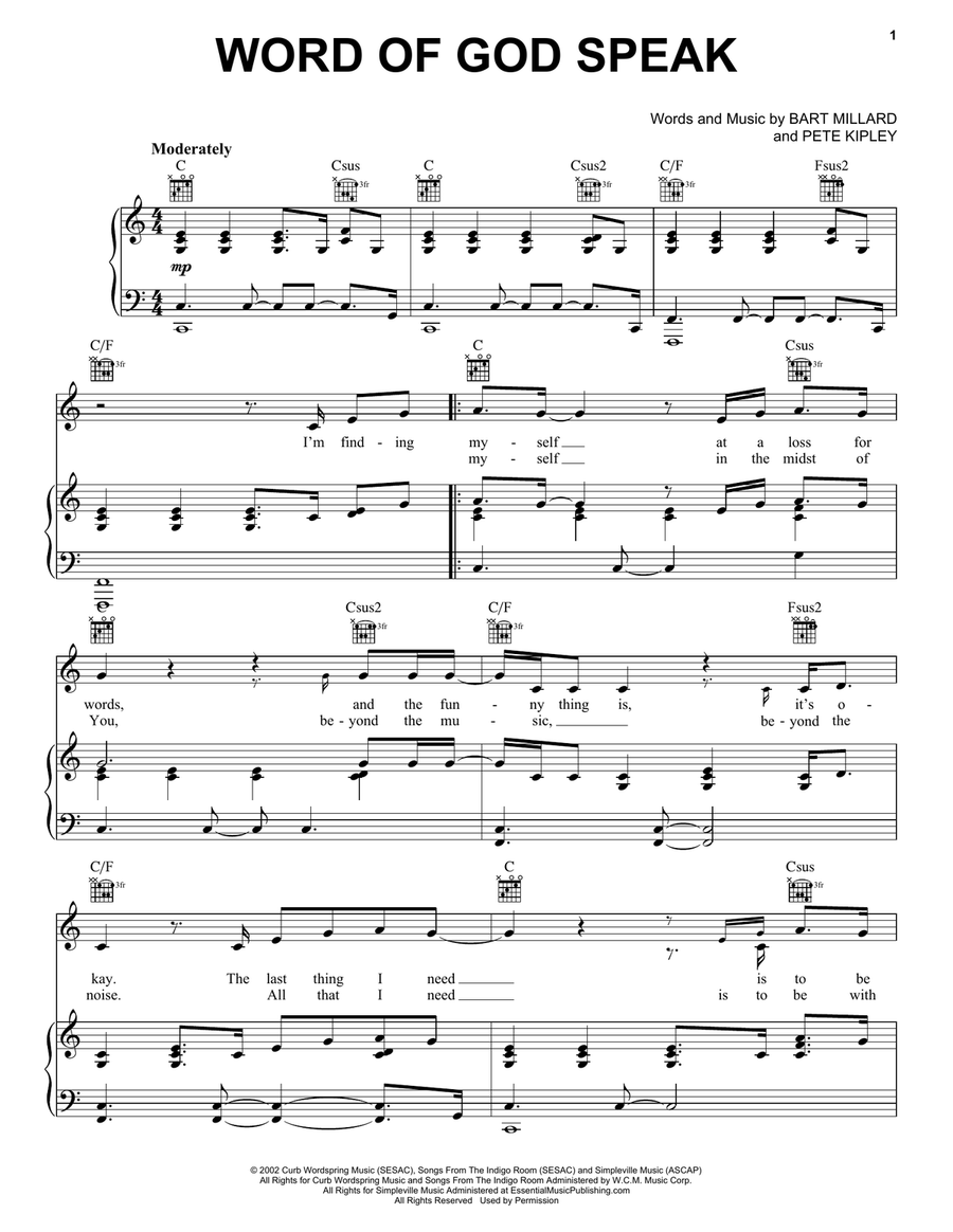 Word Of God Speak Guitar scores gallery preview page 1