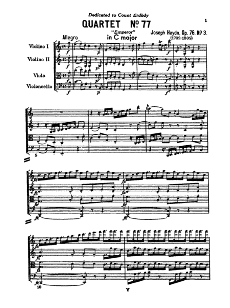 Haydn: String Quartet No. 77 in C Major, Op. 76, No. 3 String Quartet scores gallery preview page 3