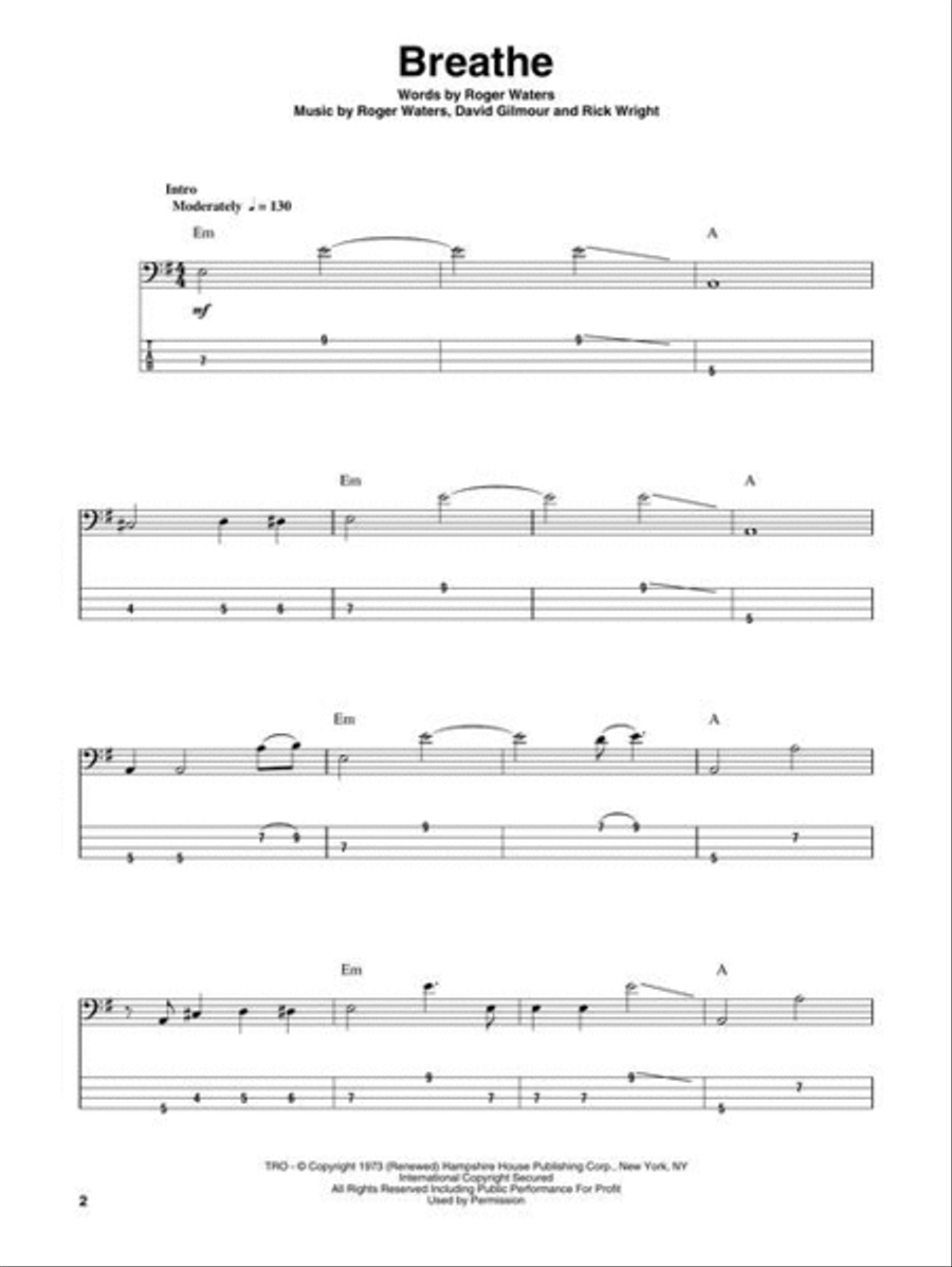 Pink Floyd – Dark Side of the Moon Collection / Songbook scores gallery preview page 4