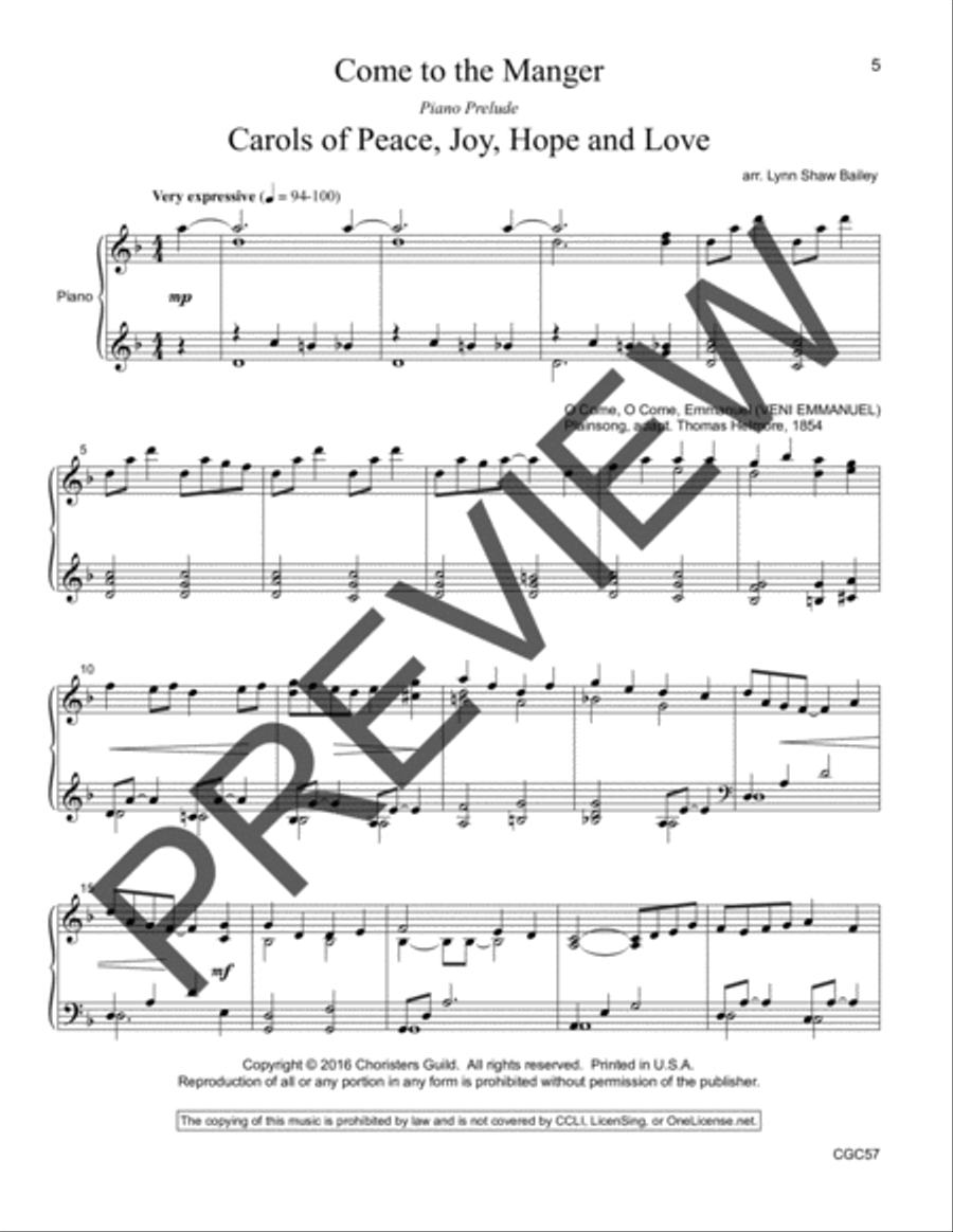 Come to the Manger Accompaniment Recording Unison Choir scores gallery preview page 3