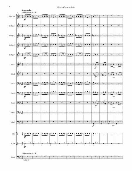 Carmen Suite for 12-part Brass Ensemble and Percussion