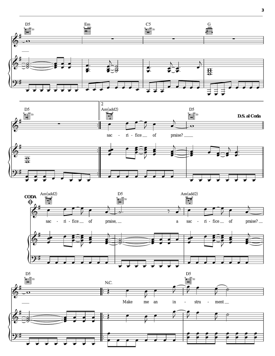 Sacrifice Of Praise Sacrifice Of Praise Piano, Vocal, Guitar scores gallery preview page 3