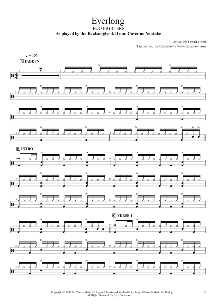 Everlong Drum Set scores gallery preview page 1