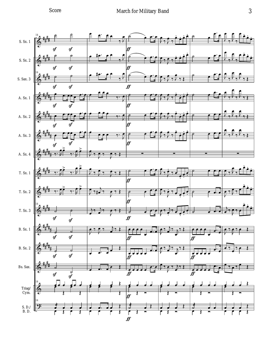 March for Military Band - WO 24 Woodwind Ensemble scores gallery preview page 3
