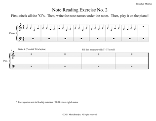 Book cover for Note Reading Exercise No 2 - Very Easy, treble clef