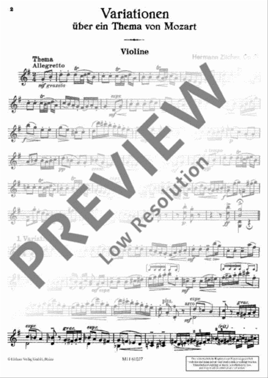 Variations on a Theme of Mozart Violin Solo scores gallery preview page 15
