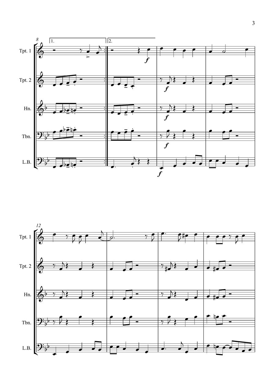 Santa Claus Is Comin' To Town Brass Quartet scores gallery preview page 5