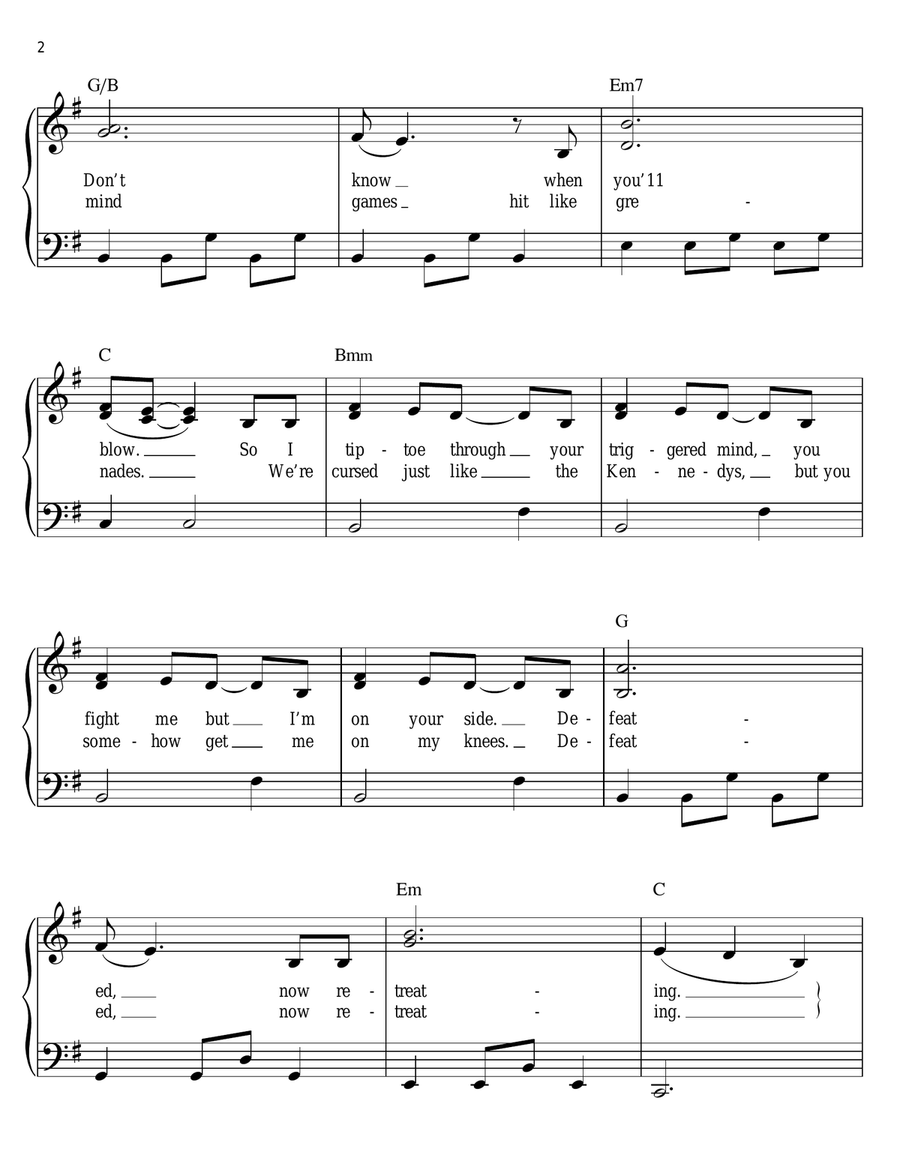 Choose Your Battles Easy Piano scores gallery preview page 2