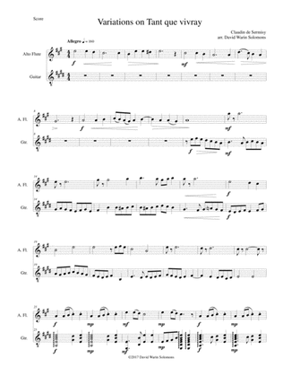 Variations on Tant que vivray for alto flute and guitar